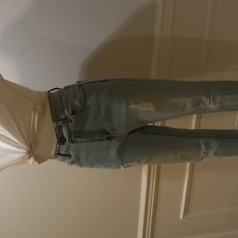 K's more faded denim High rise destressed & ripped jeans